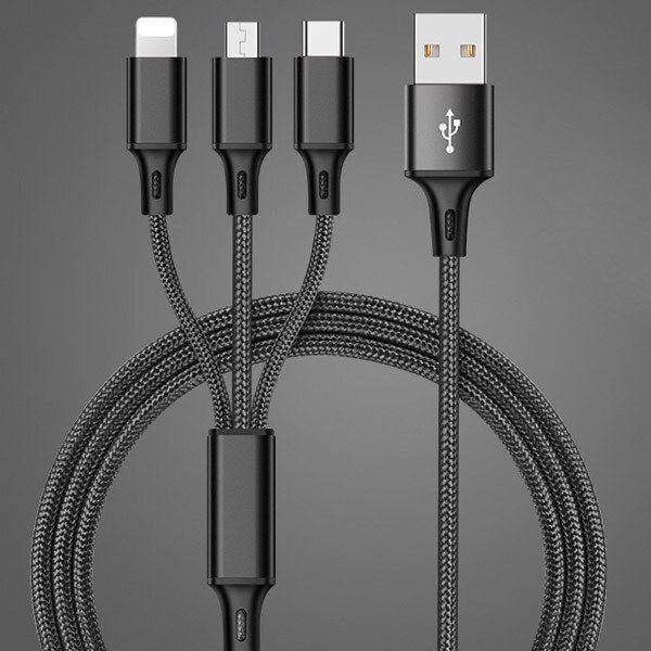 !ACCEZZ Universal 3 in Lighting Charge Cables For iPhone 7 8 6 6s Plus Micro USB Type-C For Xiaomi Samsung Charging Cable 1.2M