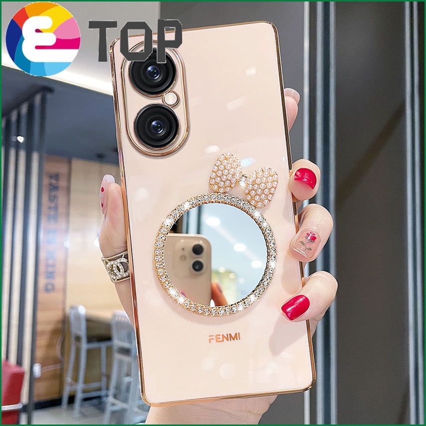 Suitable for Huawei p50 mobile phone shell female p50pro silicone all-inclusive lens Japan and South Korea cute bow mirror tide