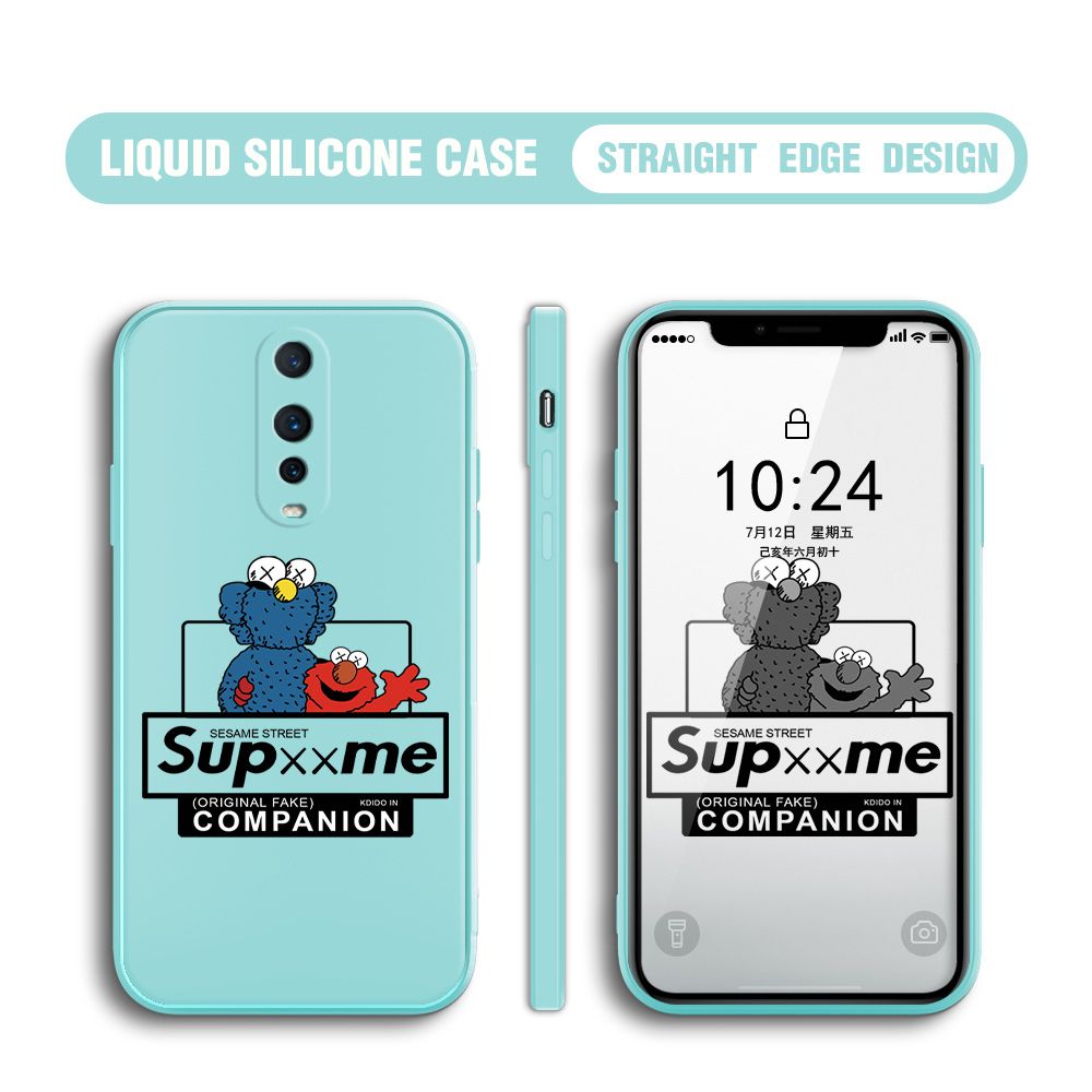 BILI for OPPO R17 Pro Back Cover Sesame Street Companion Multicolor Liquid Silicone Phone Case Soft Square Lens Protection Phone Cases