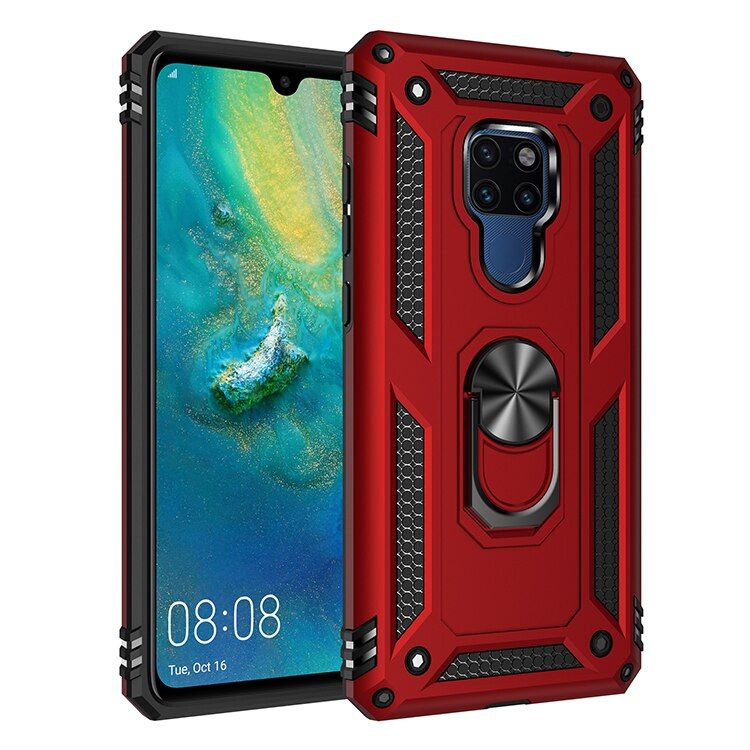 Phone Case For Huawei Mate 20 X 30 Pro Lite Luxury Car Armor Shockproof Finger Ring Holder Magnet Anti-Fall Kickstand Case Cover