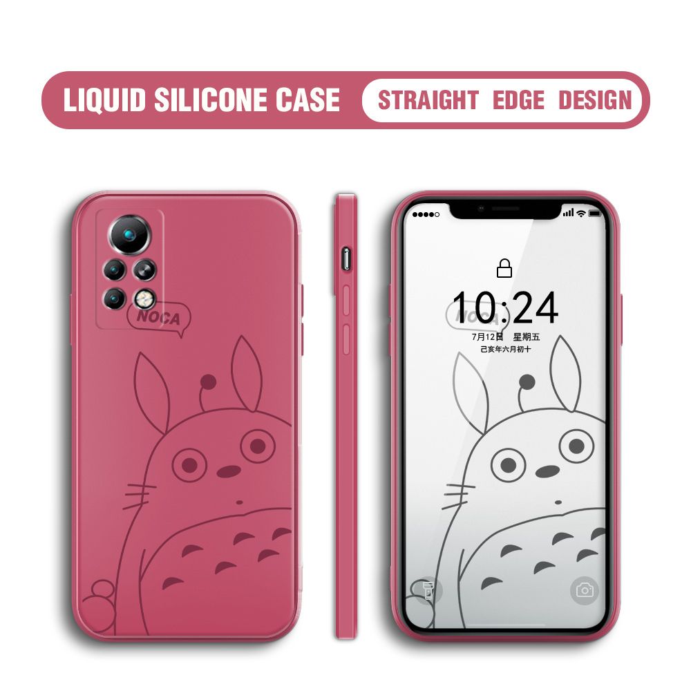 BILI for Infinix Note 11 Pro / Note 11S Back Cover Lovely Totoro Multicolor Liquid Silicone Phone Case Soft Square Lens Protection Phone Cases