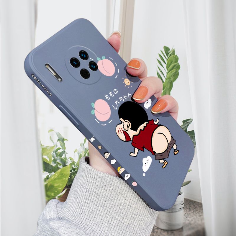 AMORVOR for Huawei Mate 30 Back Cover Cute Cartoon Crayon Shin-Chan Side design Soft Case Liquid Silicone Phone Cases