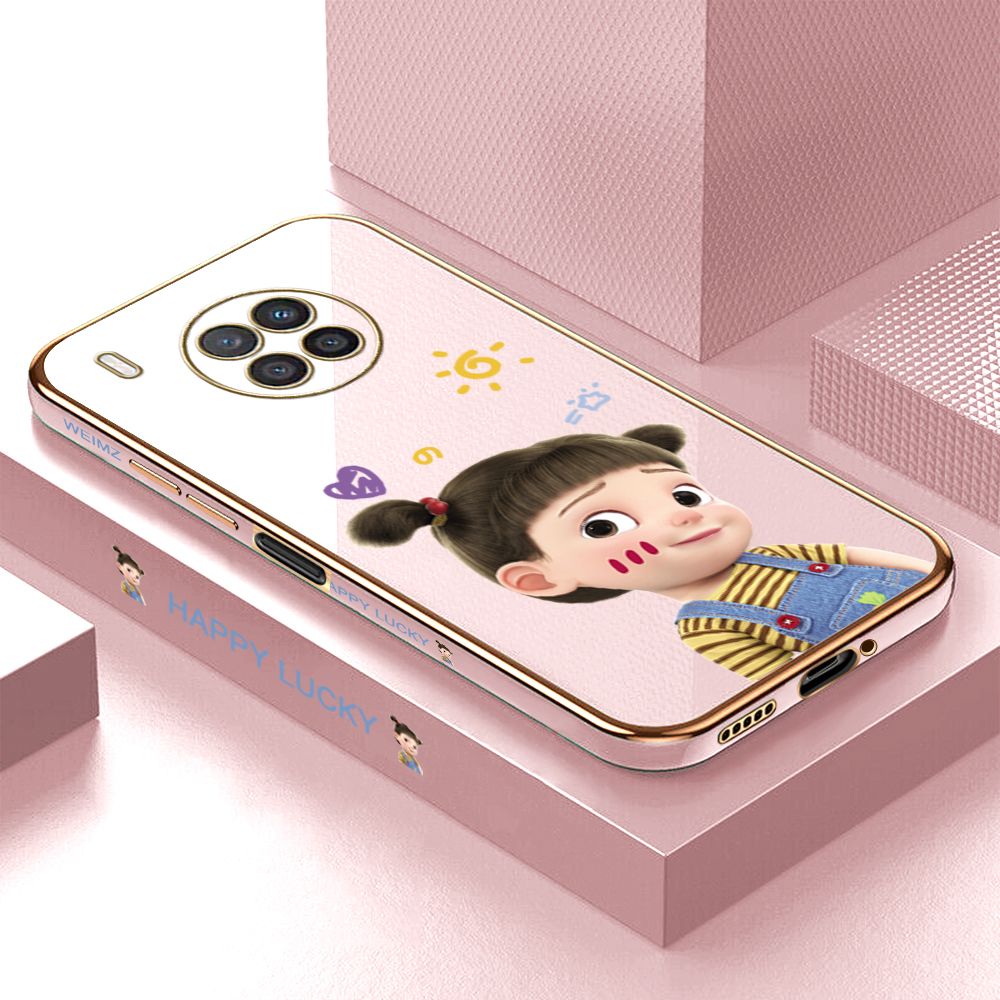 ZeroQiQi for Xiaomi Poco X3 Pro Back Cover Cute Girl Luxury 6D Plating Case Side Pattern Soft Silicone Square Mobile Phone Cases + Free Lanyard