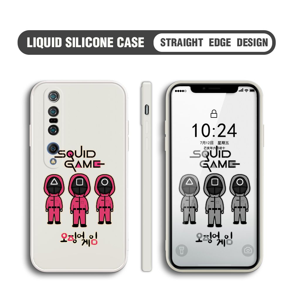 Jizetin for Xiaomi Mi 10 Pro Case Trend Cartoon Korean Squid Phone Cover Liquid Silicone Case Phone Protective Case