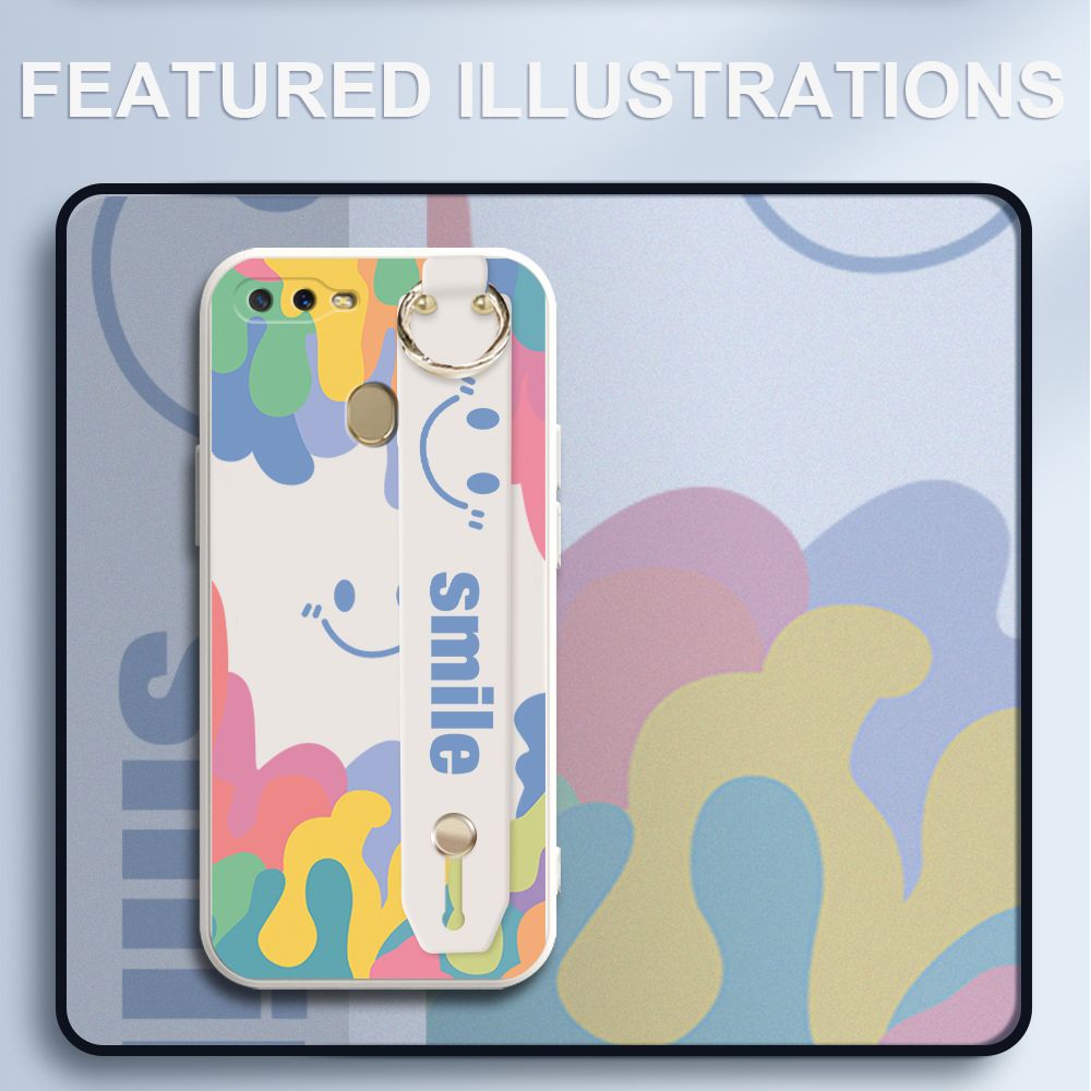 UCUC for OPPO A5S Wrist Strap Case INS Style Soft Candy Color Splash Ink Cover Ultra Thin Anti Fall Liquid Silicone Phone Case