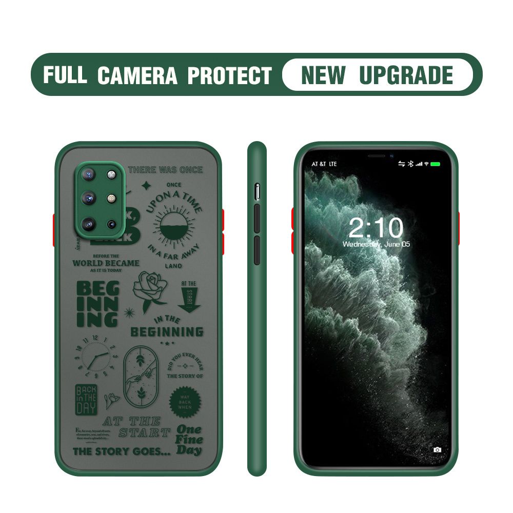 Hontinga for OnePlus 8T Case Popular Clock Poster Camera Shockproof Protection Cases Edge Frosted Transparent Phone Cover