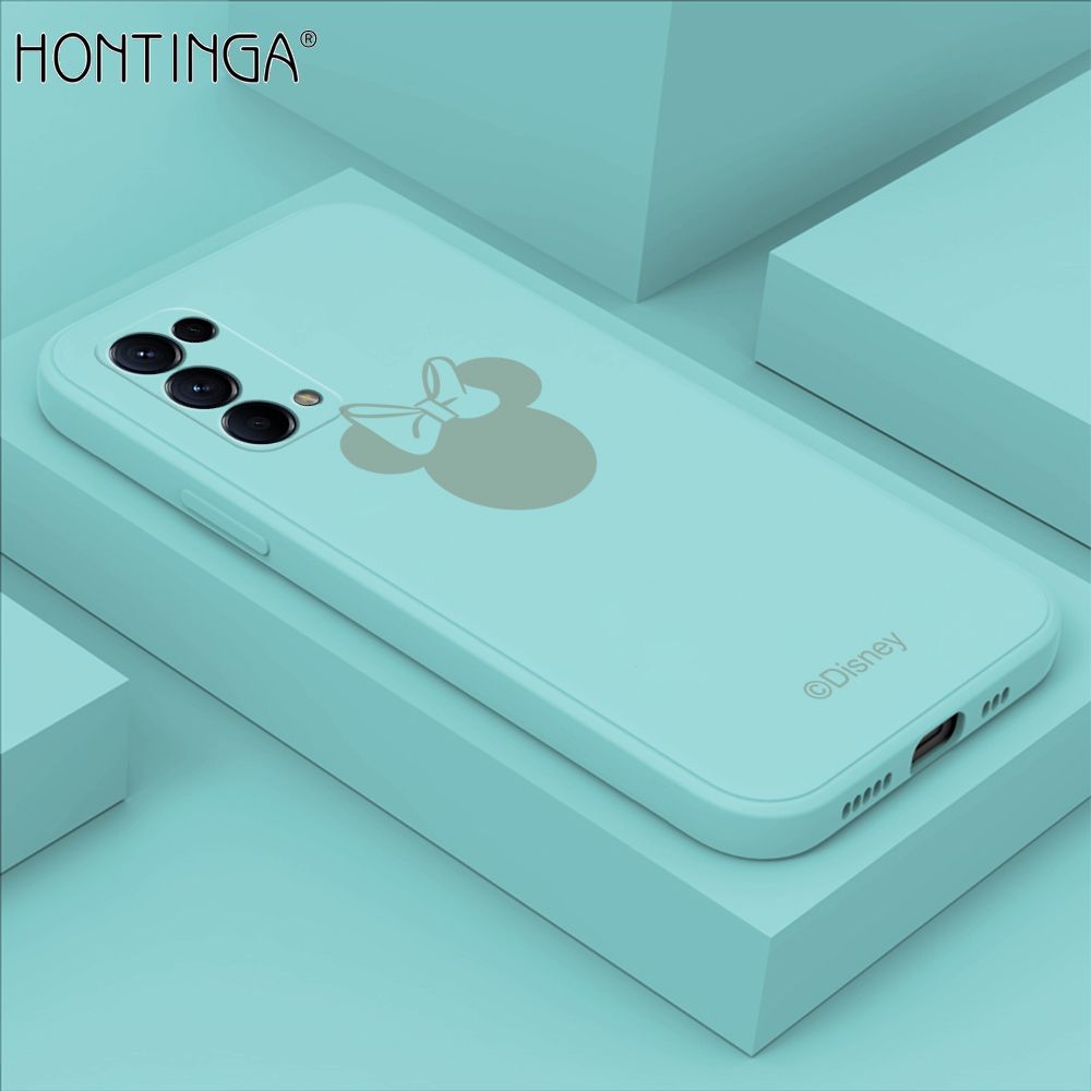 Hontinga for OPPO Reno5 5G Case Cartoon Mouse Phone Case Soft Square Edge Silicone Cases Full Lens Cover Shockproof Protection Cover