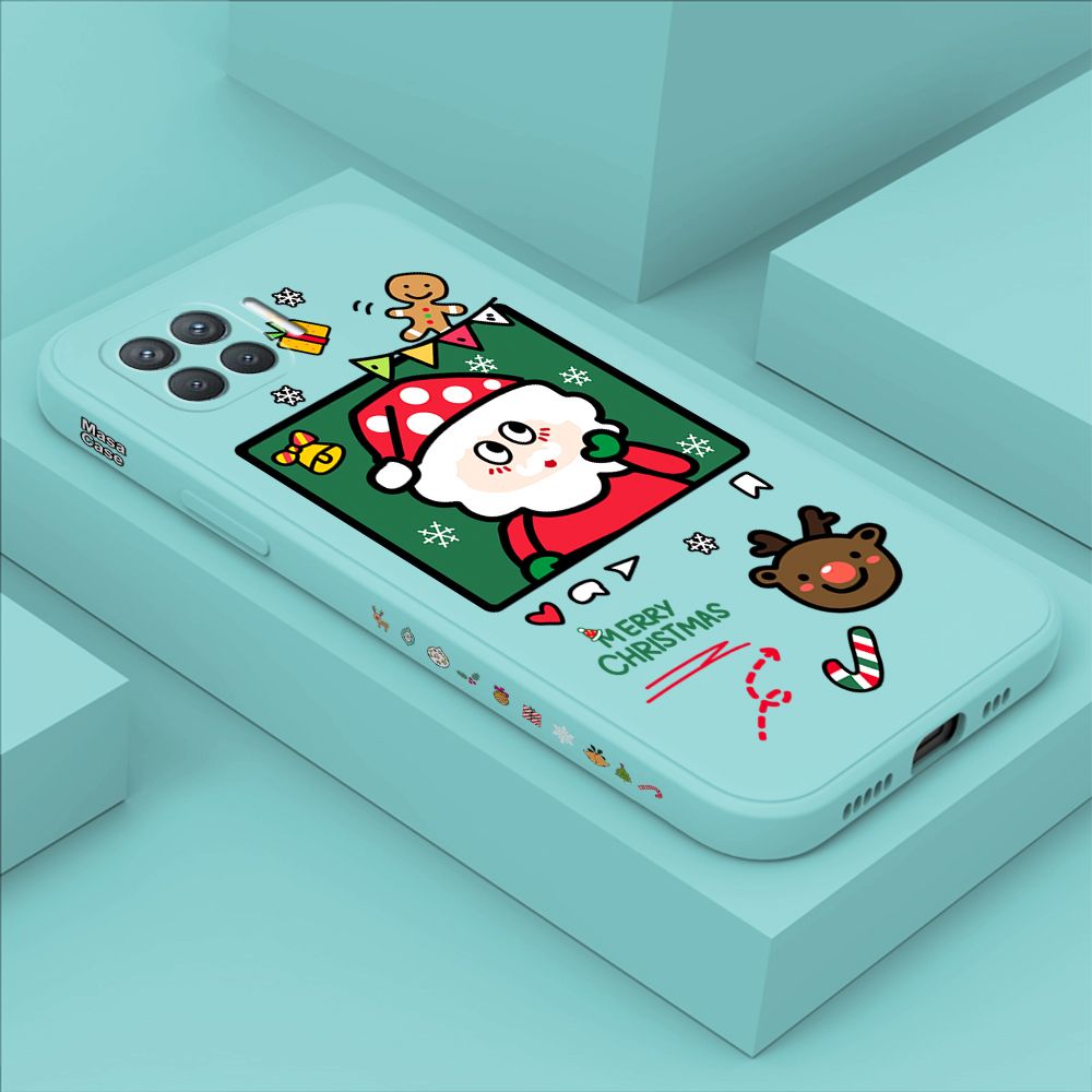 ZeroQiQi for OPPO Reno4 F Case Santa Claus Christmas Gifts Side Printing Cases Soft Liquid Silicone Phone Cover