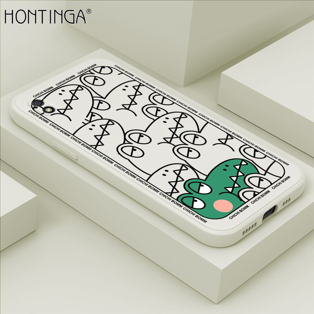 Hontinga for Redmi 9A Case Cartoon Crocodile Alligator Phone Case Phone Case Soft Square Edge Silicone Cases Full Lens Cover Shockproof Protection Cover