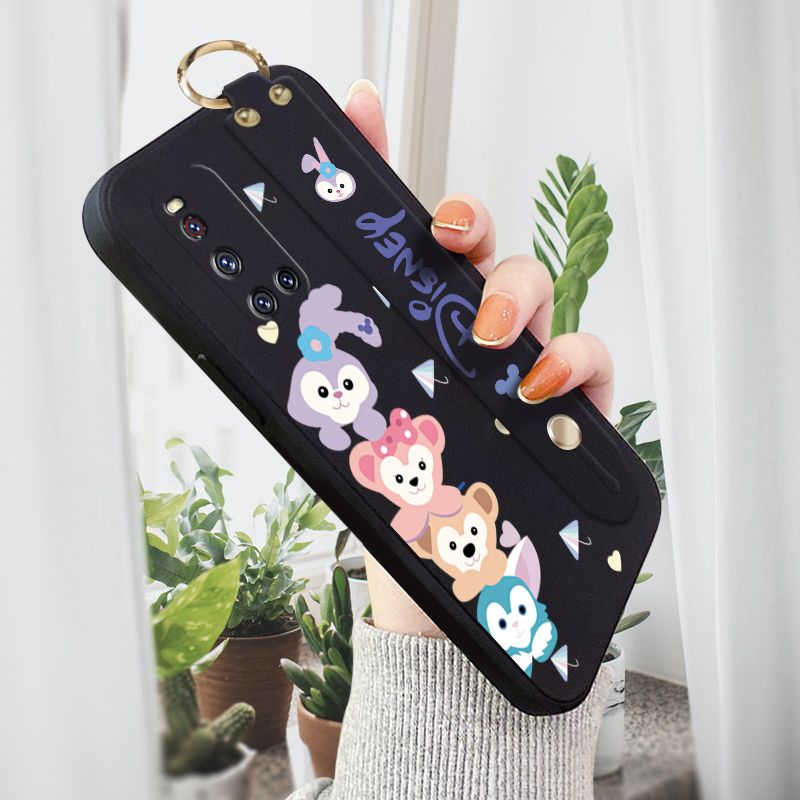 Jizetin for Vivo V19 Wrist Strap Case Creative Cartoon Cute Bunny Cover Ultra Thin Anti Fall Liquid Silicone Phone Case