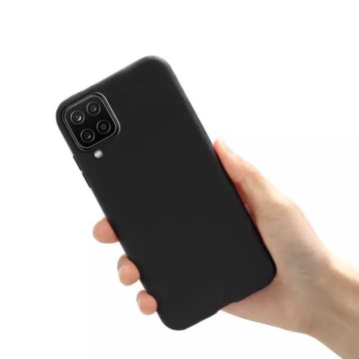 Samsung Galaxy A12 / M12 / F12 Premium Silicone Matte Soft Phone Case - Black