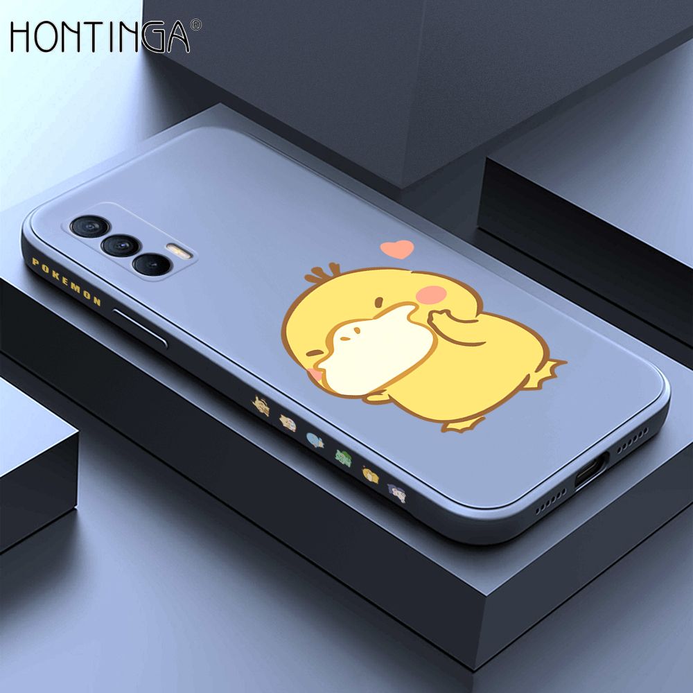 Hontinga for Realme V15 5G Case Side Design Trendy Cartoon Sign Back Cover Soft Square Edge Pattern Liquid Silicone Phone Cases