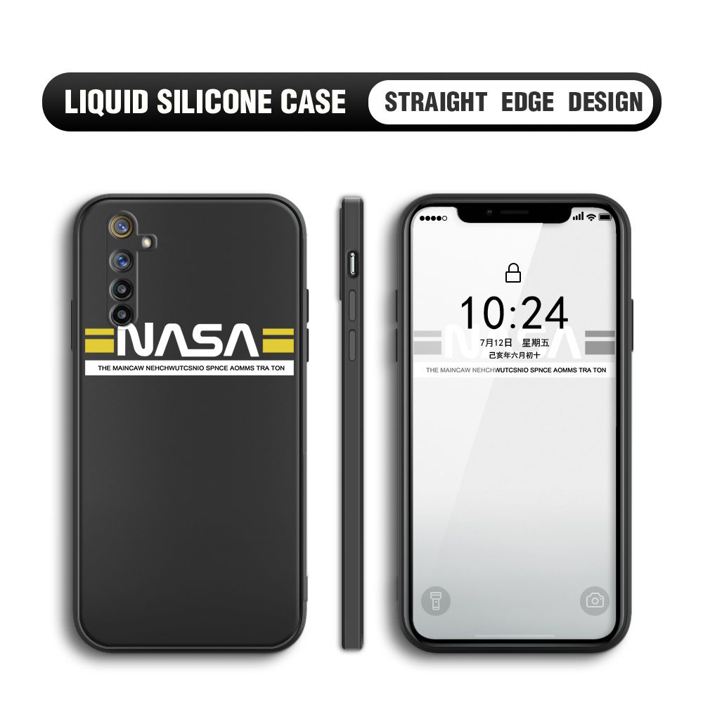 Jizetin for Realme 6 Pro Back Cover NASA Spacecraft Pattern Design Liquid Silicone Phone Case Soft Full Camera Protect Phone Cases