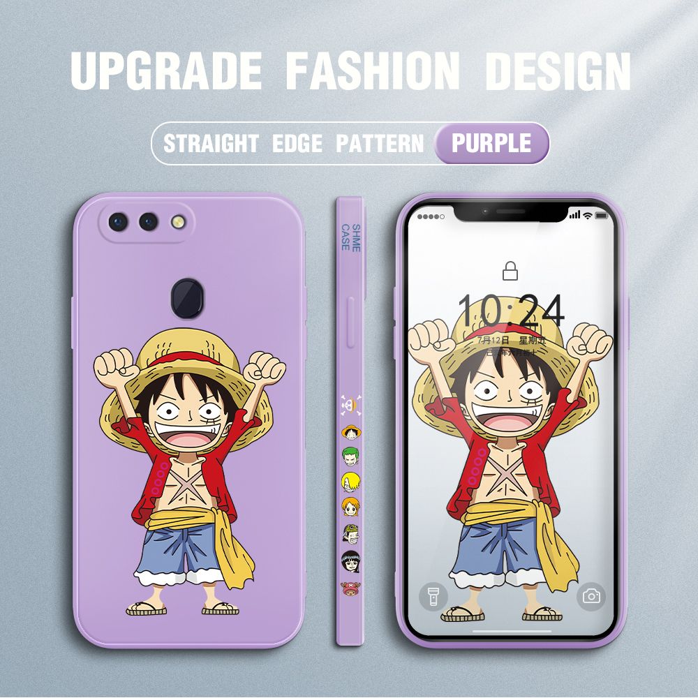 Jizetin for OPPO R15 Pro Case Anime One-Piece Monkey D. Luffy Anime Side Design Phone Case Square Edge Pattern Liquid Silicone Cases Full Cover Camera Shockproof Protective Case