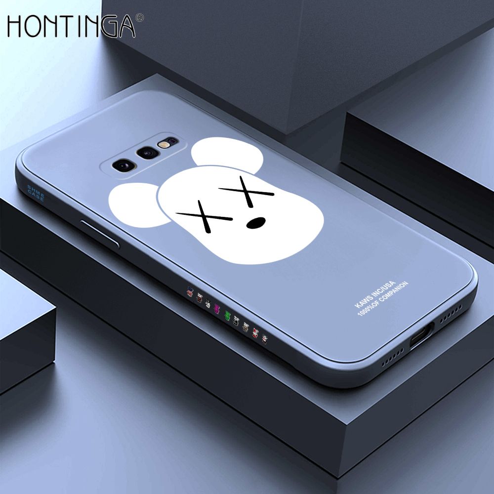 Hontinga for Samsung S10E Case Side Design Violent Bear Head Back Cover Soft Square Edge Pattern Liquid Silicone Trend Phone Cases