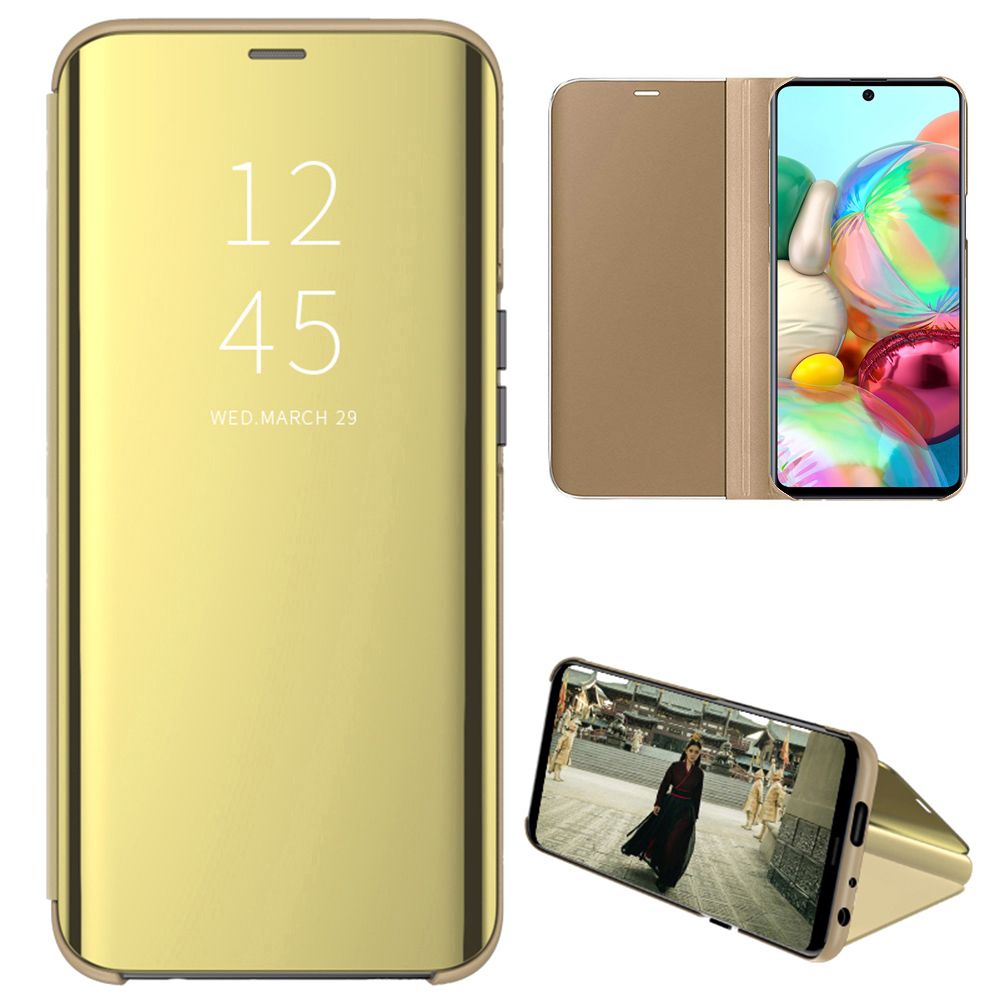 For Samsung Galaxy A71 Mirror Plating Hard PC -PU Leather Semi-transparent Standing View Case Cover Mirror Plating Hard PC -PU Leather Semi-transparent Standing View Case Cover