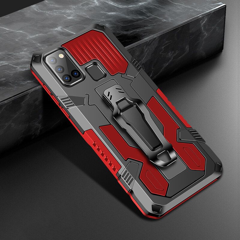 Shockproof Phone Case For Samsung Galaxy A21s Rugged Armor Aluminum Magnetic Stand Metal Anti-fall Cover