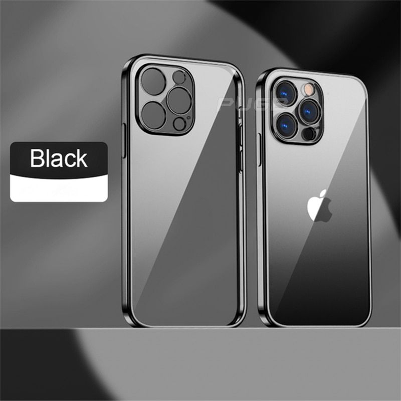 Luxury Plating soft Silicone Case for iphone 11 12 13 Pro Max mini XR X XS Shockproof Transparent Cover with Full Camera Protect