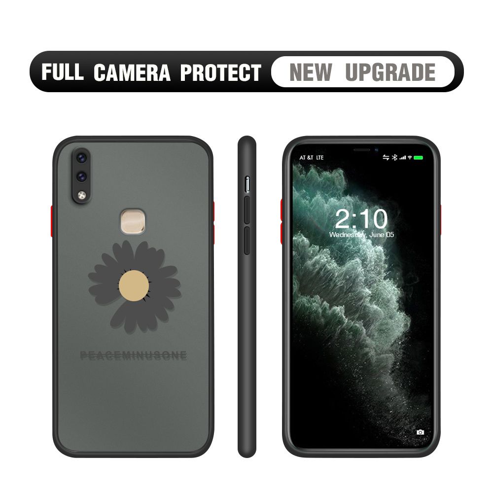 Hontinga for Vivo Y85 Case Daisy Flower Cover Camera Shockproof Protection Case Edge Frosted Transparent Phone Cover