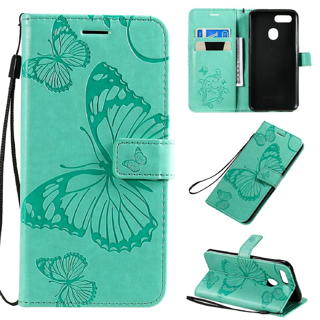Oppo A5s / A7 / A12 / AX5s / A5X case,Embossed Butterfly Pu Leather and TPU Wallet,Card slot,Stand Case for Oppo A5s / Oppo A7 / Oppo A12 / Oppo AX5 / Oppo AX5s (6.2")
