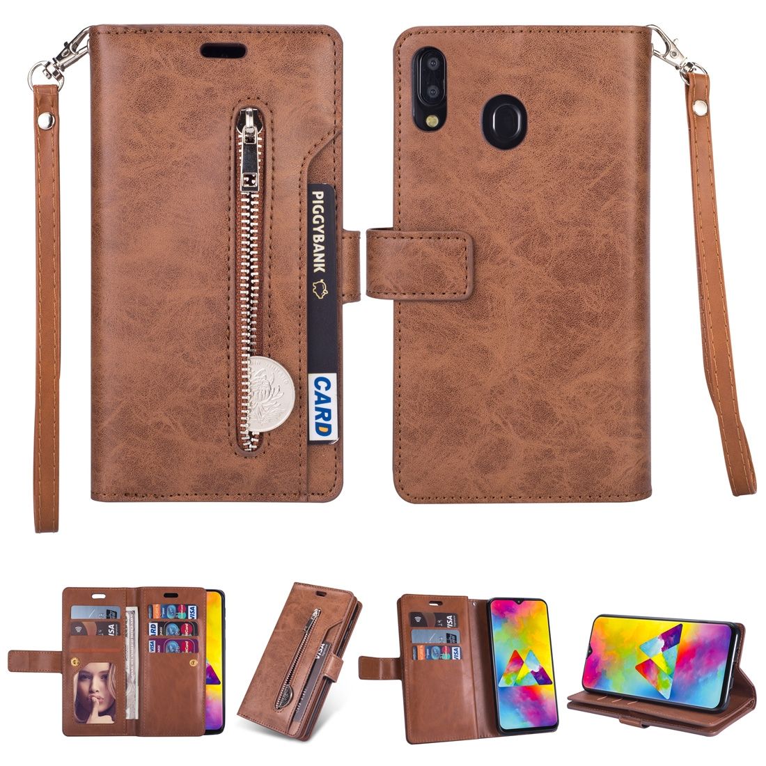 (Ready Stock)For Huawei Y6 (2019) / Honor 8A 2020 Multifunctional Zipper Horizontal Flip Leather Case with Holder & Wallet & 9 Card Slots & Lanyard(Mint Green)