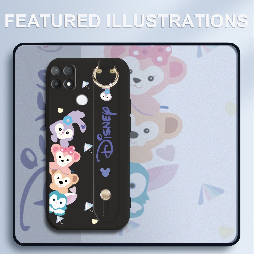 UCUC for OPPO A15S Wrist Strap Case Creative Cartoon Cute Bunny Cover Ultra Thin Anti Fall Liquid Silicone Phone Case