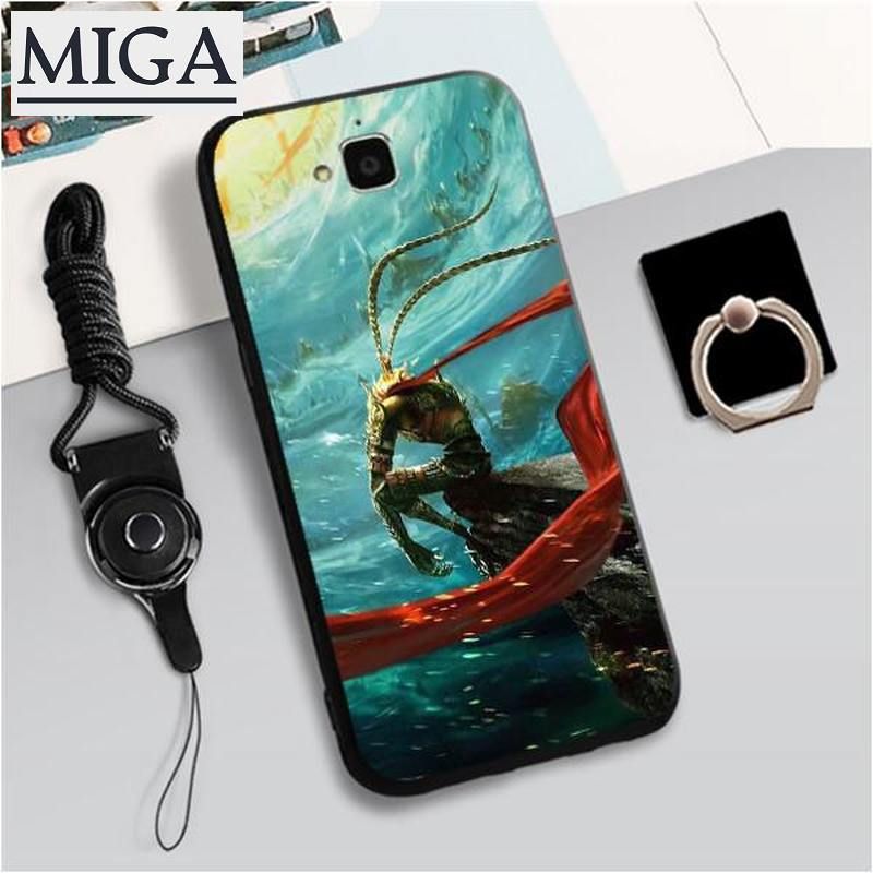 SoftCaseforHuawei TiT-Allo/ TIT-AL00 / TIT-TL10 / Y6 Pro PhoneCaseFullCoverCartonPaintedDropProtectionAnti-ScratchPhoneCoverwithRingHolder&Rope