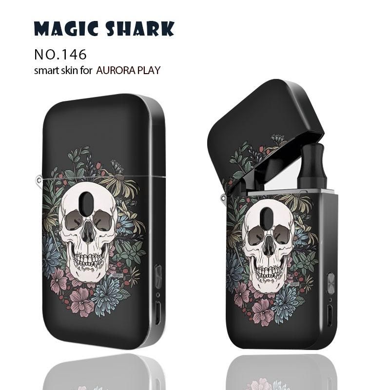 Magic Shark Cool Skull Skeleton Punk Black Stereo 2.5D Cover For Aurora Play Case Sticker Wrap Film For Aurora Play