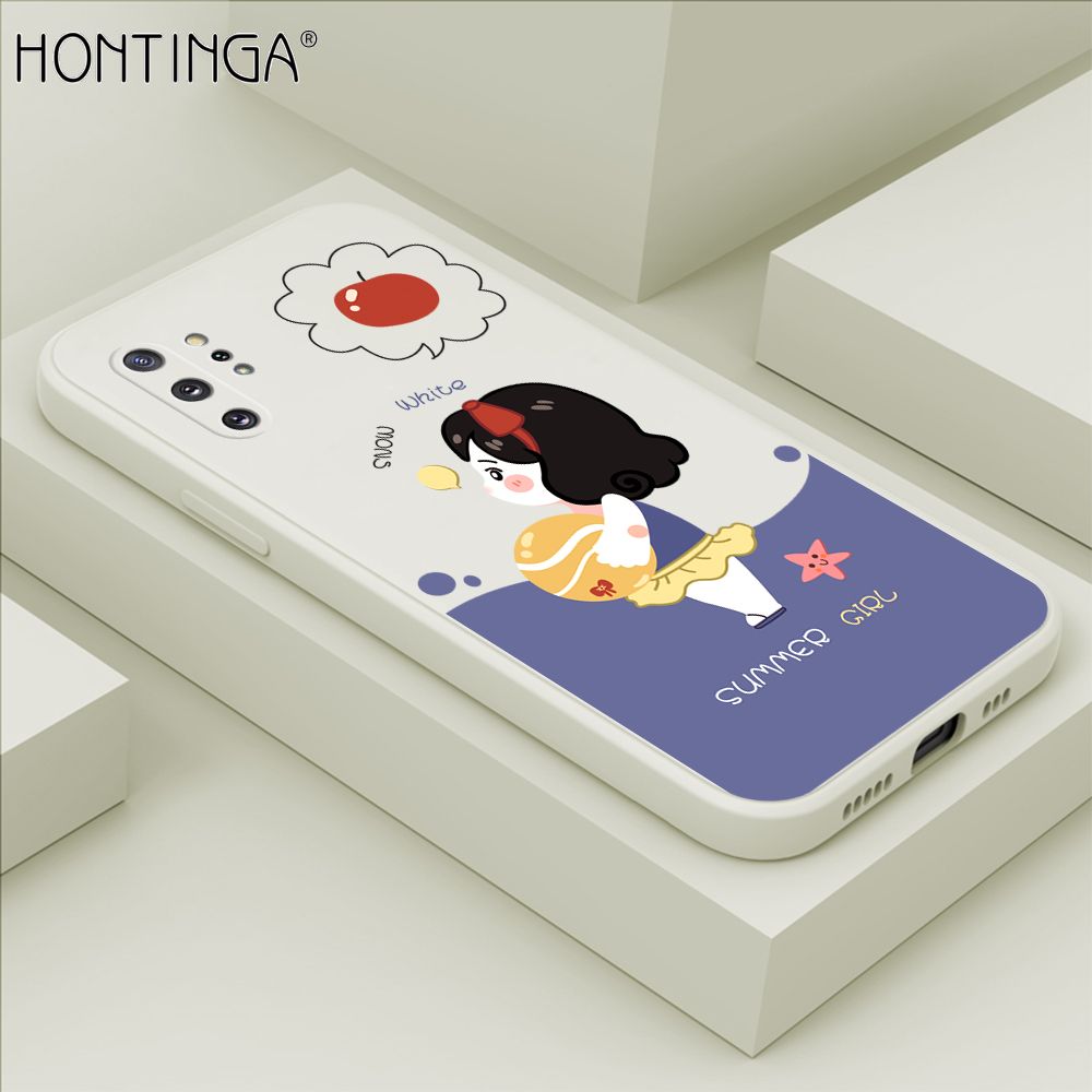 Hontinga for Samsung Note 10 Plus Case Cute Cartoon Girl Phone Case Phone Case Soft Square Edge Silicone Cases Full Lens Cover Shockproof Protection Cover