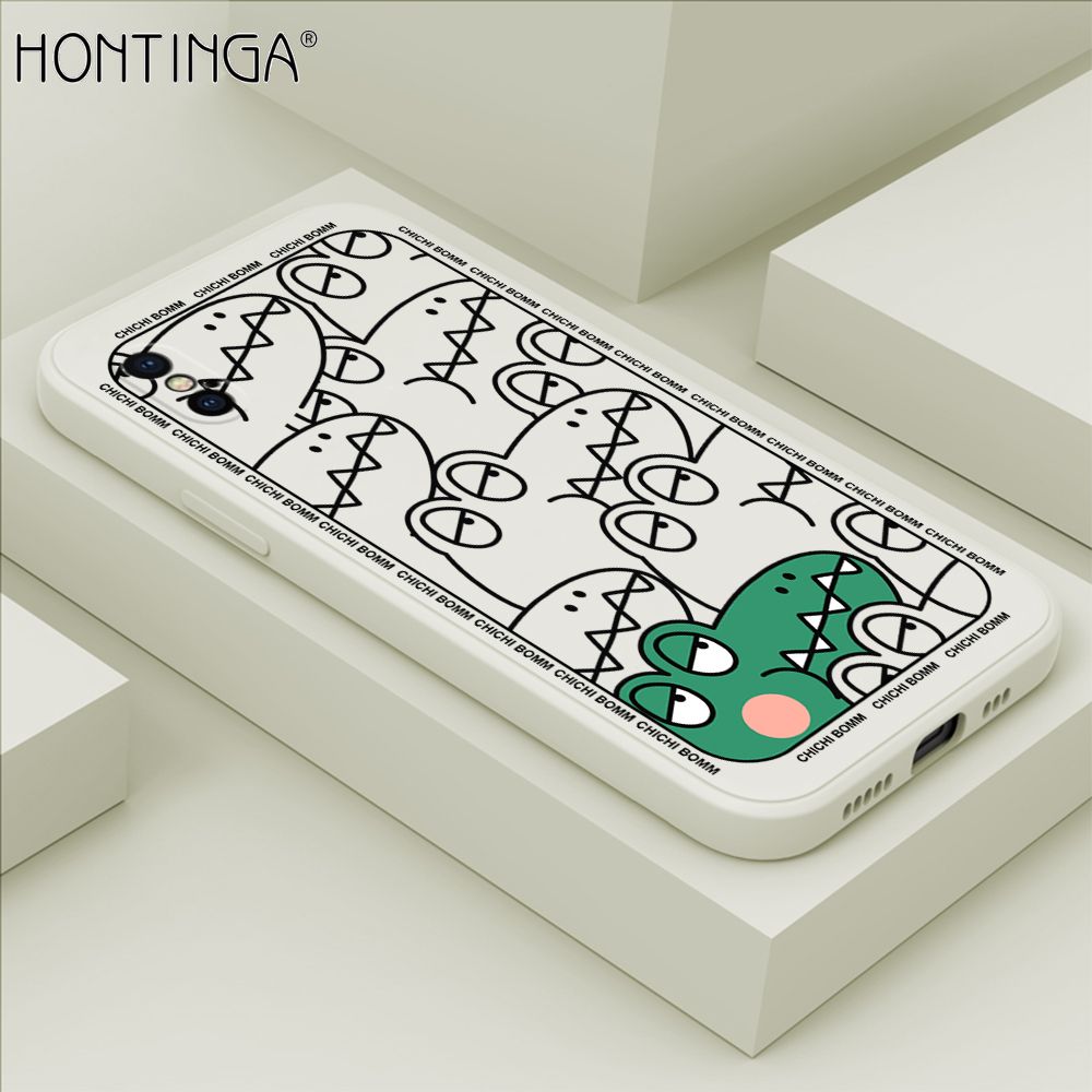 Hontinga for iPhone XS MAX Case Cartoon Crocodile Alligator Phone Case Phone Case Soft Square Edge Silicone Cases Full Lens Cover Shockproof Protection Cover