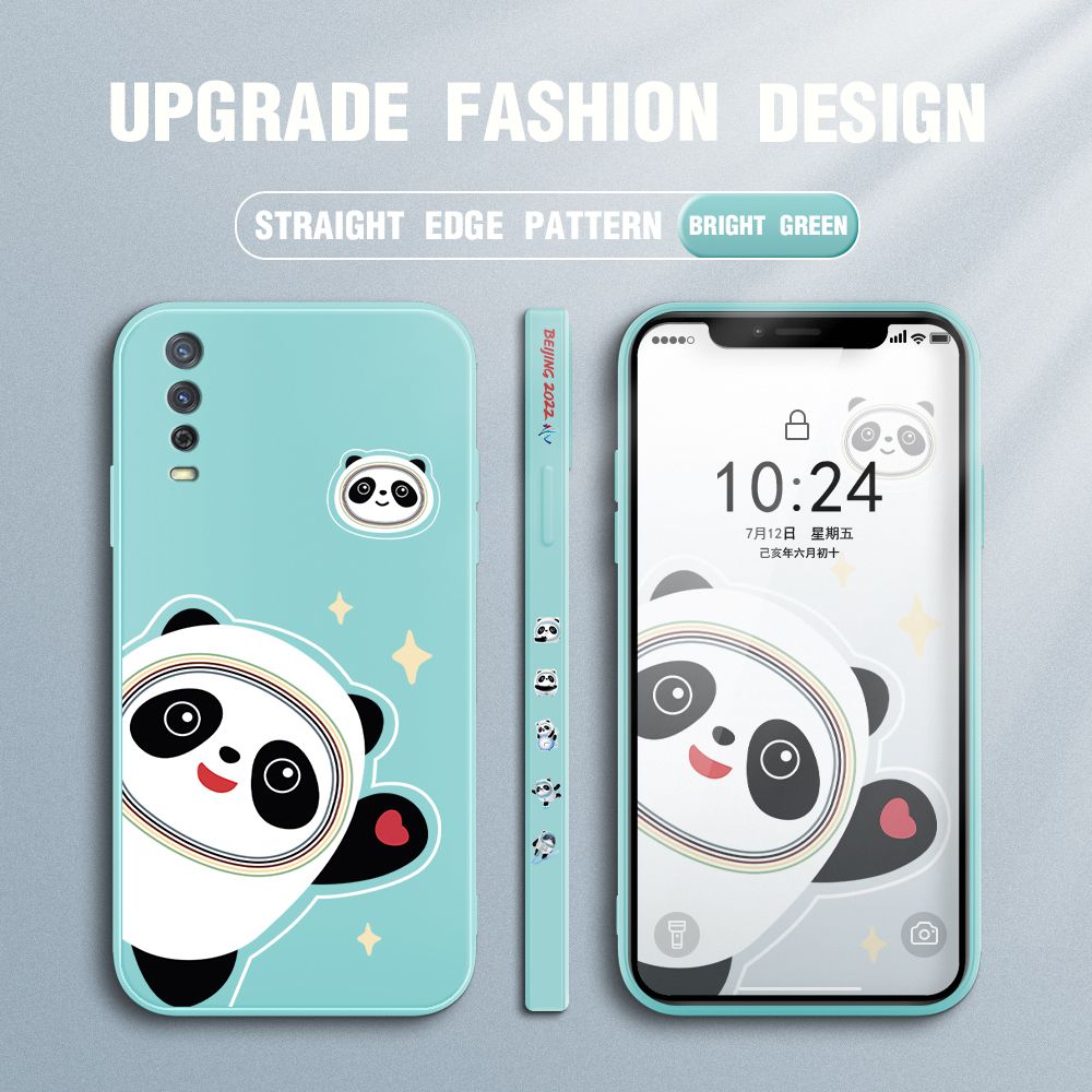 FHKL for Vivo Y20 2021 / Y20S / Y20i / Y12s / Y20S G / Y12A Back Cover Bing Dwen Dwen Side design Soft Case Multicolor Liquid Silicone Phone Cases