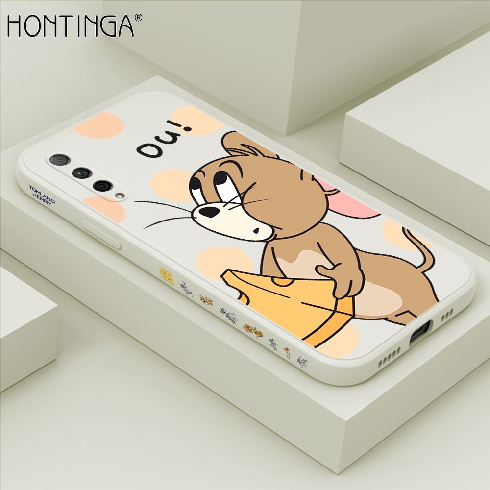 Hontinga for Huawei Y9S Case Side Design Cute Cartoon Mouse Back Cover Soft Square Edge Pattern Liquid Silicone Trend Phone Cases