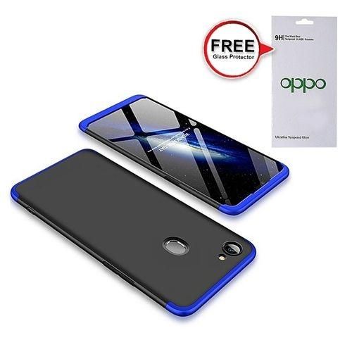 Oppo F5 360 Degree Phone Case with Free Glass Protector - Red and Black