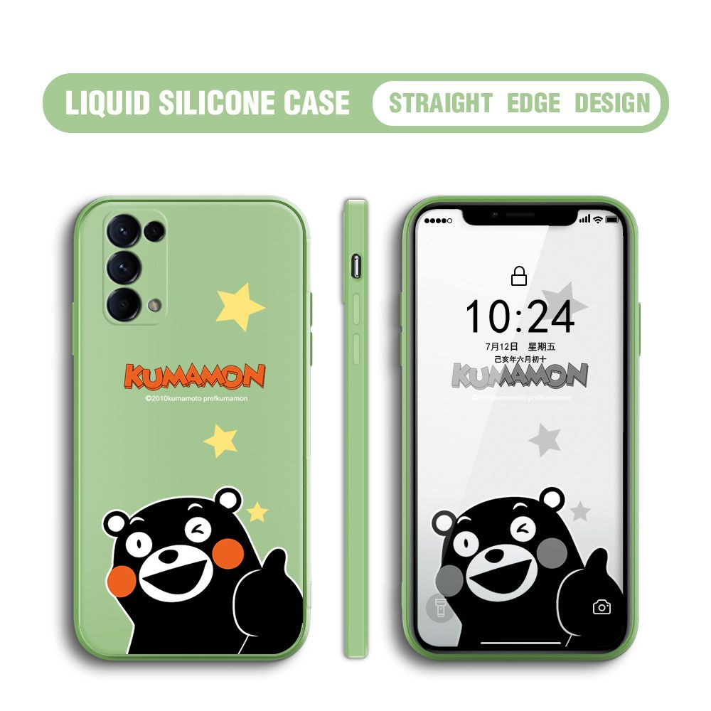 BILI for OPPO Reno 5 Pro 5G Back Cover Black Bear Multicolor Liquid Silicone Phone Case Soft Square Lens Protection Phone Cases