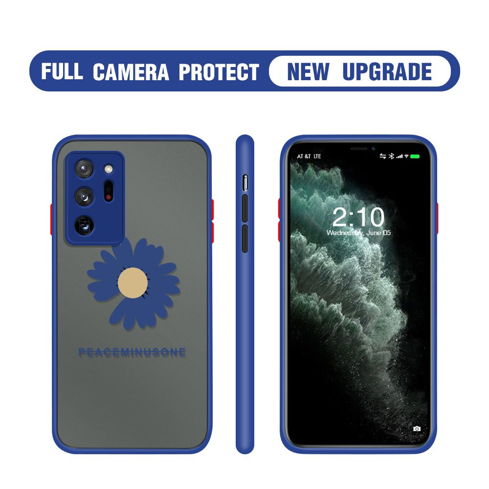 Hontinga for Samsung Note 20 Ultra Case Daisy Flower Cover Camera Shockproof Protection Case Edge Frosted Transparent Phone Cover