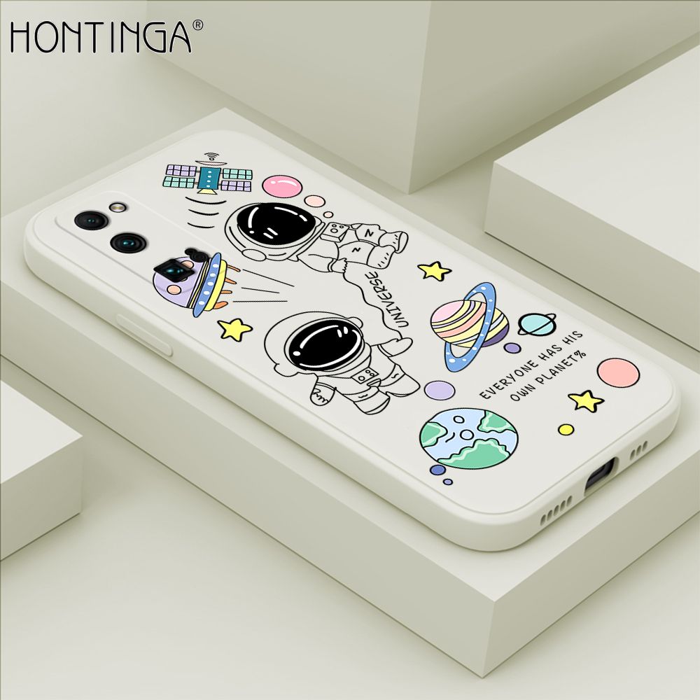 Hontinga for Honor 30 Pro Case Fashion Earth Planet Astronaut Phone Case Soft Square Edge Silicone Cases Full Lens Cover Shockproof Protection Cover