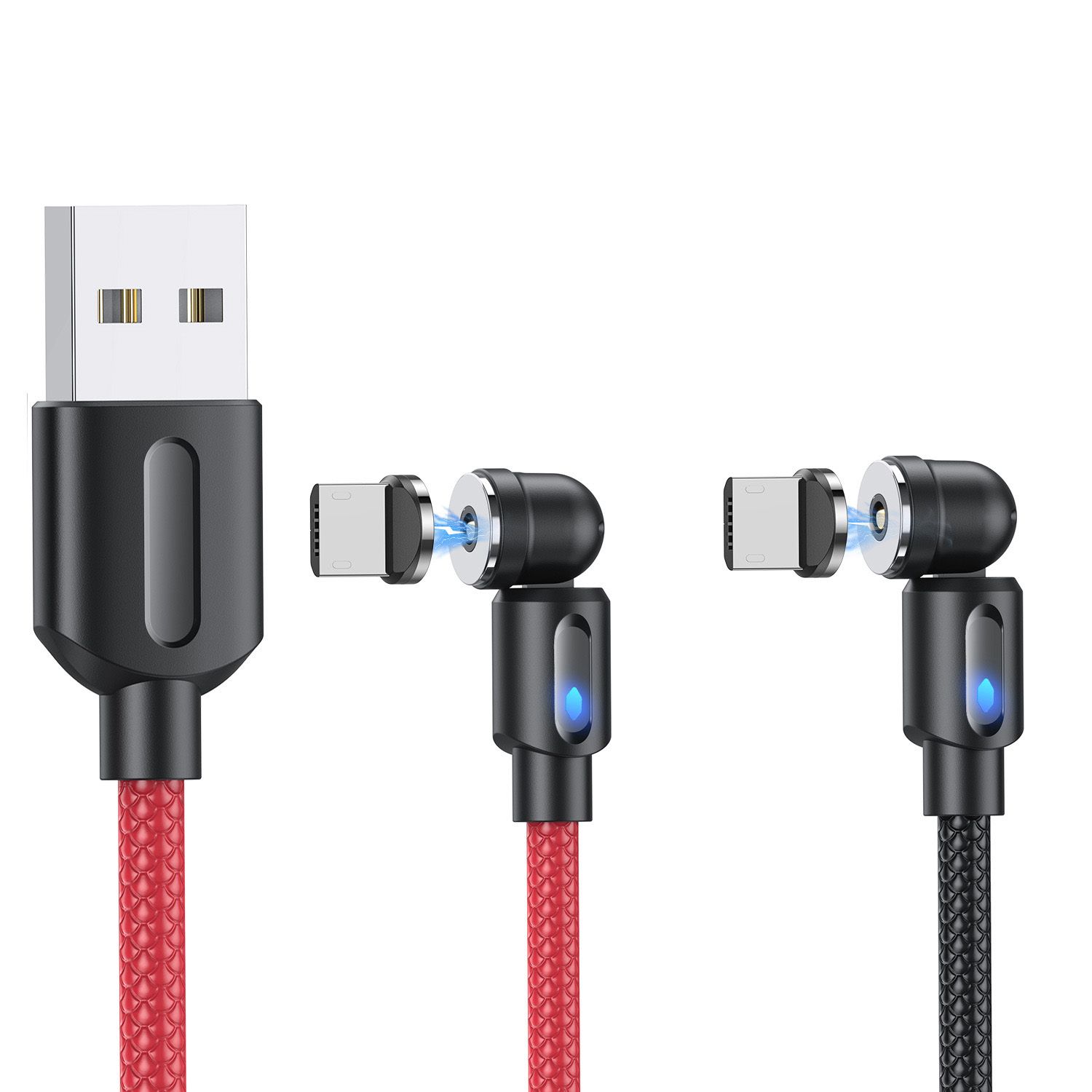 540 Degree Rotating Magnetic  Data  Cable Charging Cable Copper Core Strong Magnetic Force Compatible For Iphone Android Typec