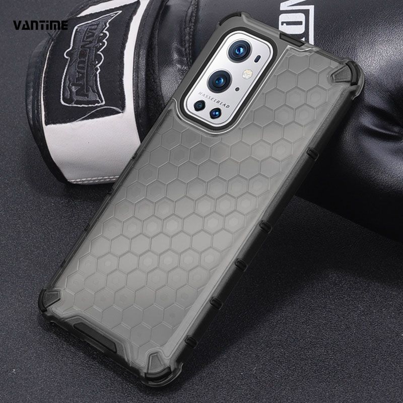Vantime for OnePlus 9 Pro Case Honeycomb Transparent Back Anti fingerprint Cover