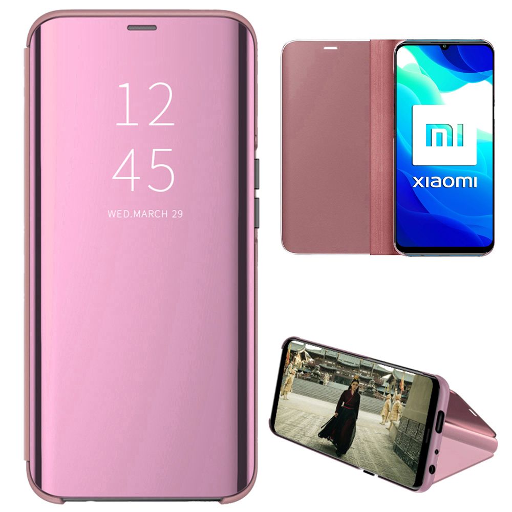 Smart Mirror Flip Phone Case For Xiaomi Mi 10 Lite View PU Leather Stand Protective Cover