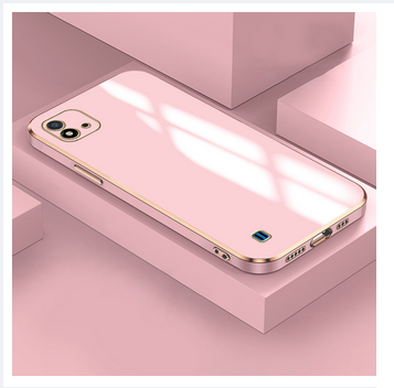 Realme C11 2021/C20/C20A Case Luxury 6D Plating Soft Back Cover Silicone fashion caseSquare Frame Shiny Bling Phone Cover