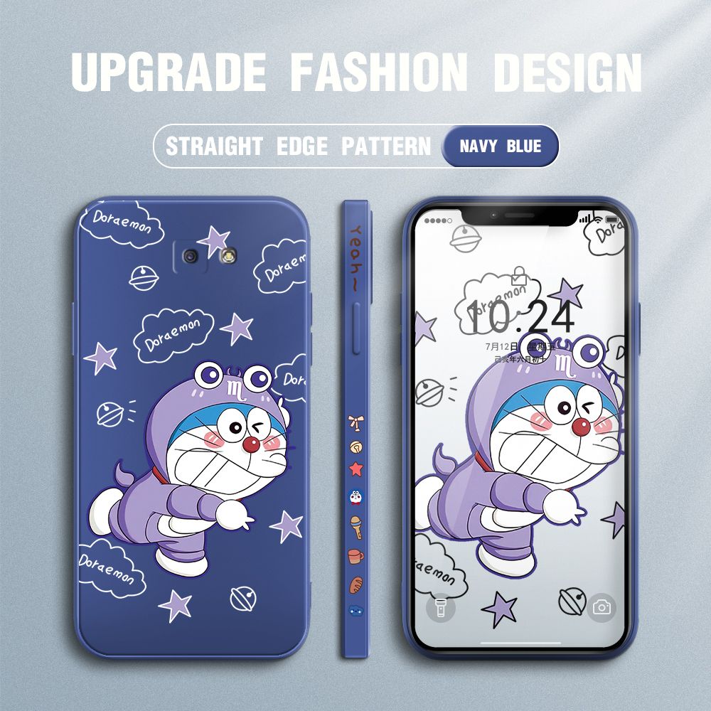 Jizetin for Samsung Galaxy J5 Prime Case Cute Cartoon Purple Doraemon Anime Side Design Phone Case Ultra Soft Edge Pattern Liquid Silicone Phone Cases