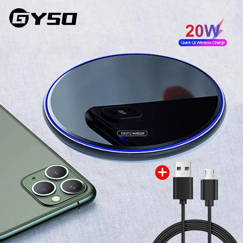 20W Fast Qi Wireless Charger For iPhone 11 Pro X/XS Max XR 8 Plus USB Wireless Charging Pad For Samsung S9 S10 S20 Note 9 8