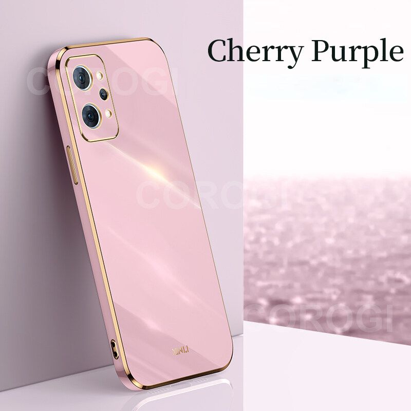 For Realme GT Neo2 Cover Fashion Shiny Plating Square Bumper Slim Phone Case Soft TPU Silicone Shockproof Protective Back Cover