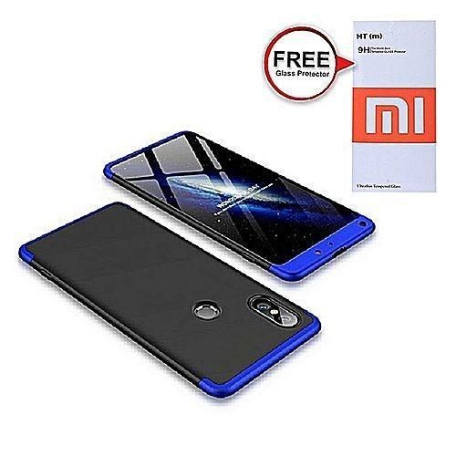 Redmi Note 6 Pro 360 Degree Phone Case with Free Glass Protector - Black&Blue