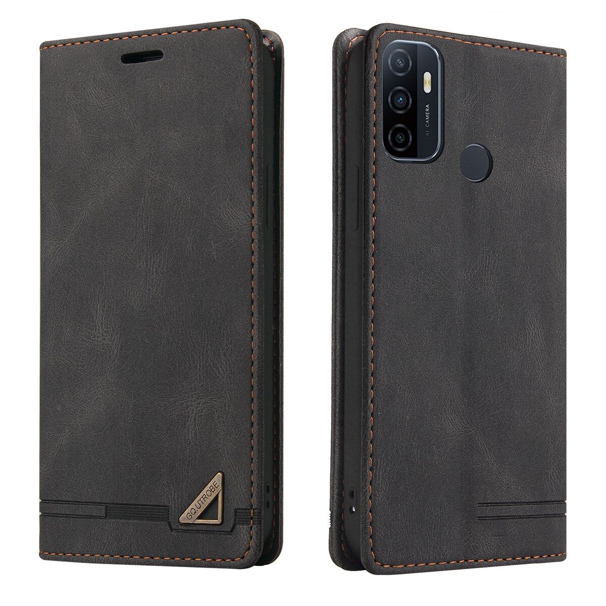 For Huawei P Smart 2020 Retro Anti-theft Brush Wallet Foldable Built-in Card Slot and Magnetic Closure Protective Case