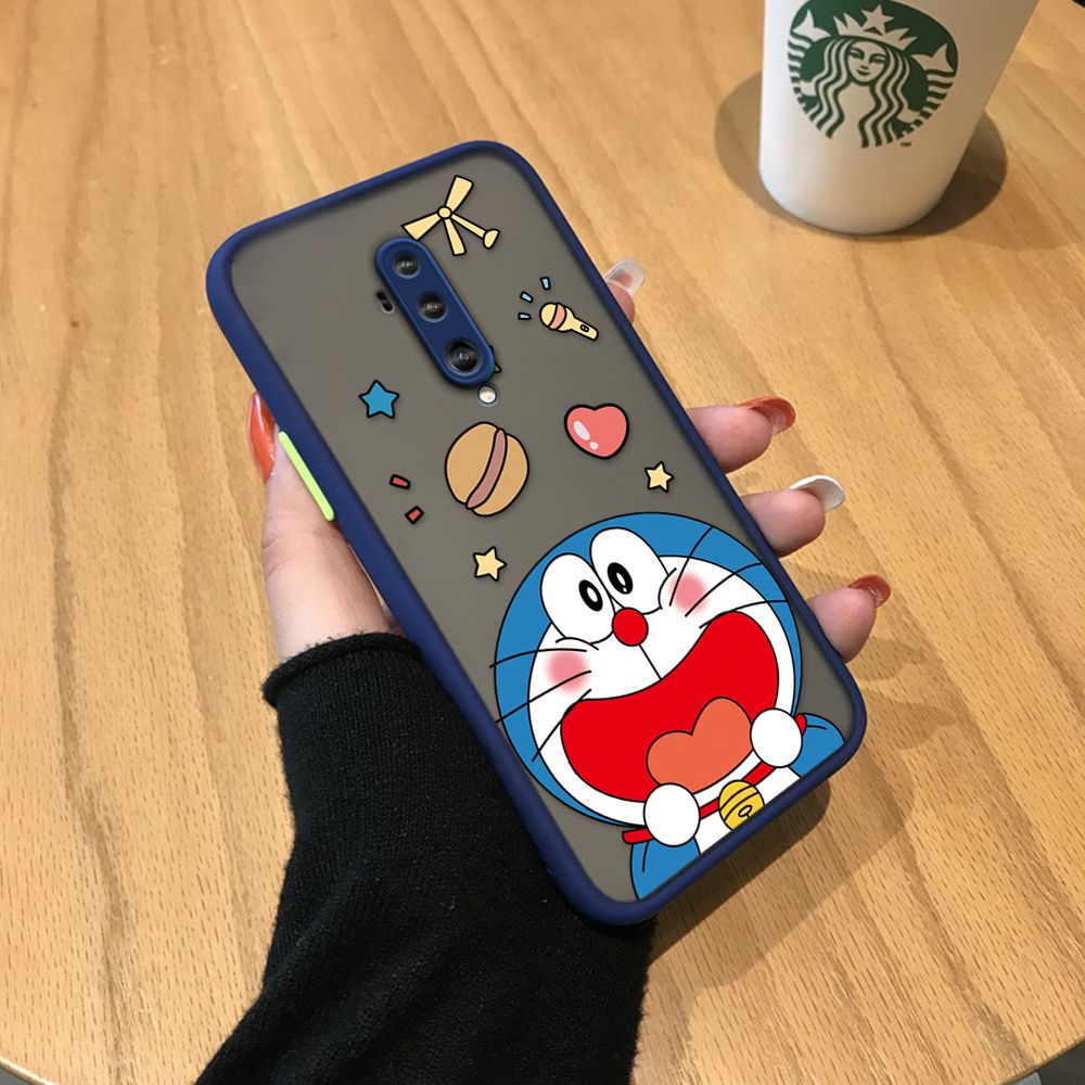 UCUC for OnePlus 7T Pro Back Cover Laugh Doraemon Frosted Transparent Hard Phone Case Thin Shockproof Full Cover Camera Protect Case