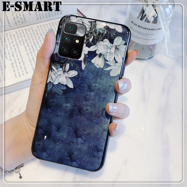 Phone case Redmi 10 Prime Back Cover Flowers Gardenia & Magnolia Bling Glitter Soft Silicone Protector Redmi10 Prime Case