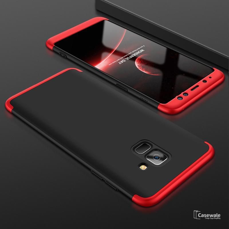 Samsung A8 Plus 360 Degree GKK Phone Back Cover - Black and Red