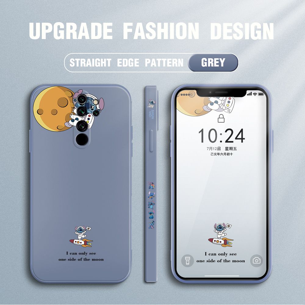 Jizetin for Xiaomi Redmi Note 8 Pro Case Side Design Phone Cover  Astronaut Stitch Cover Square Edge Pattern Liquid Silicone Trend Case
