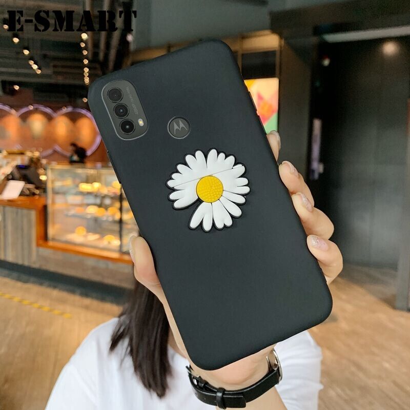 Phone Case Motorola E40 Soft Back Cover +Daisy Flowers Folding Moto E40 Case